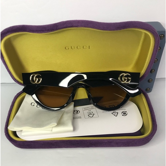 💯 Authentic GUCCI GG0957S 003 cat eye Gucci sunglass black frame brown lenses. - Picture 10 of 11